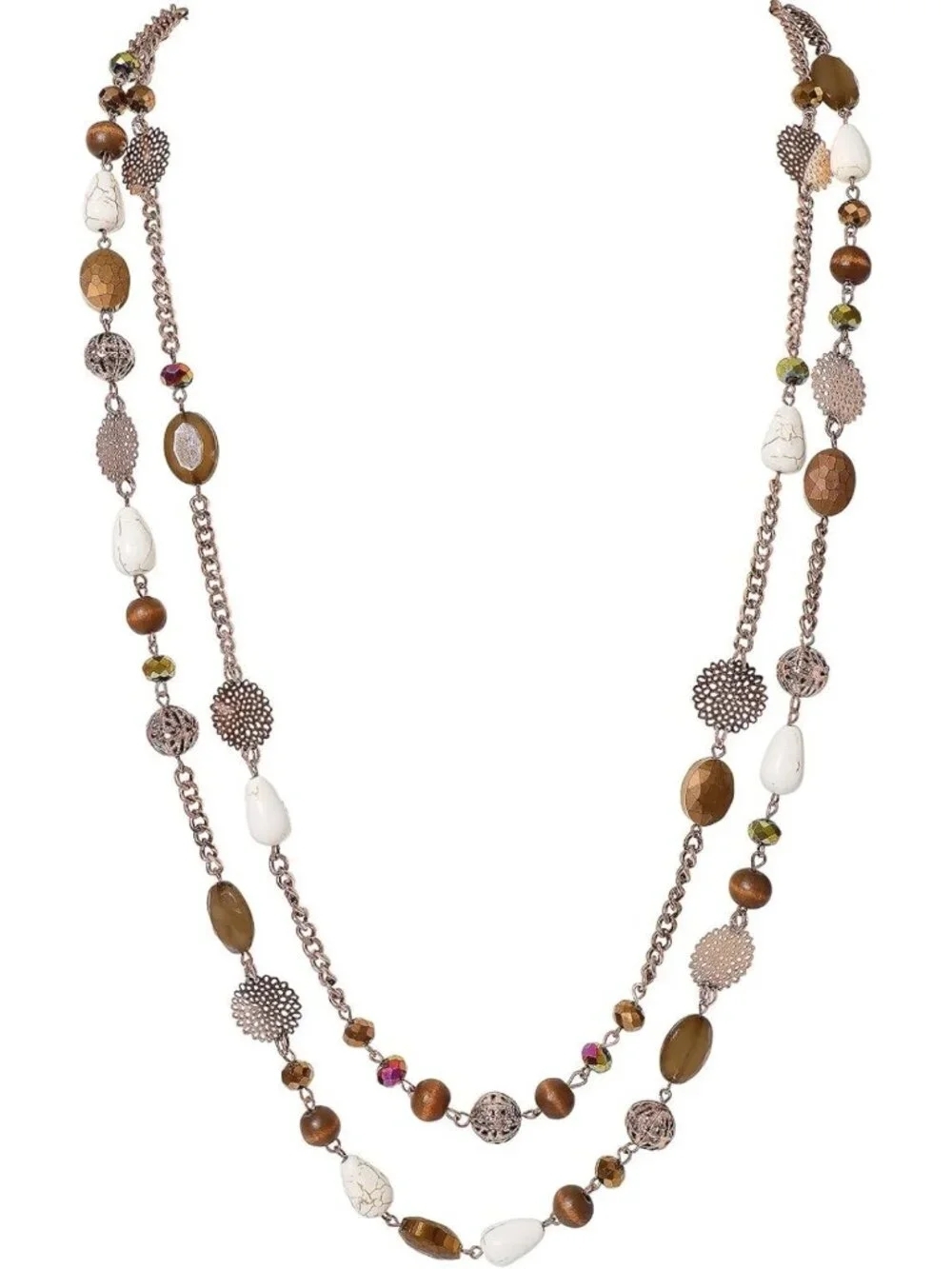 Trendy Boho Layered Crystal Beaded Long Necklaces for Women - Fashion Statement